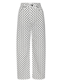 The Bow Crop Jeans in White Polka Dot