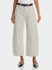 The Bow Crop Jeans in White Polka Dot