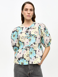 Floral Printed Cotton Peplum Blouse by GANNI-MULTICOLOUR FLORAL-AMY Atelier