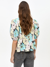 Floral Printed Cotton Peplum Blouse by GANNI - View 2