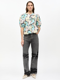 Floral Printed Cotton Peplum Blouse by GANNI - View 4