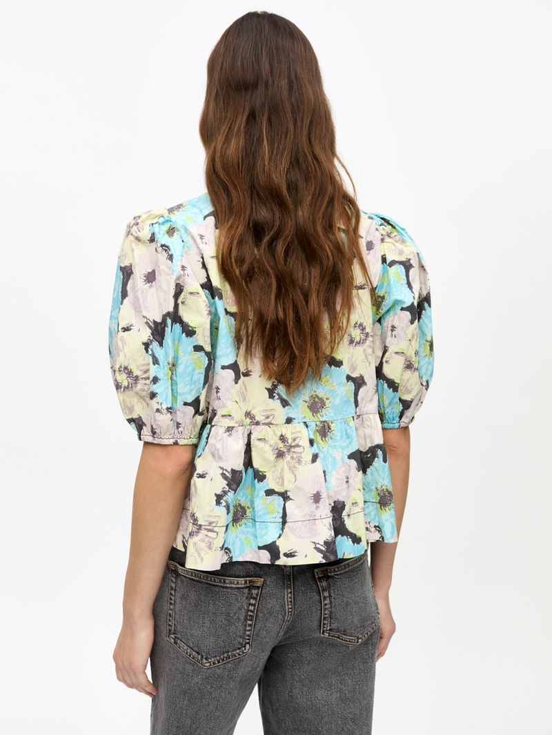 Floral Printed Cotton Peplum Blouse