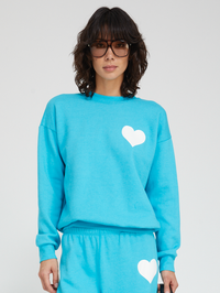 Heart Sweatshirt in Aquamarine