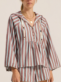 ILIO NEMA Chaos Hooded Stripe Top in SERIFOS STRIPE – Image 1