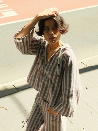 ILIO NEMA Chaos Hooded Stripe Top in SERIFOS STRIPE – Image 3