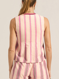 Tzimi Top in Pink Mykonos Stripe