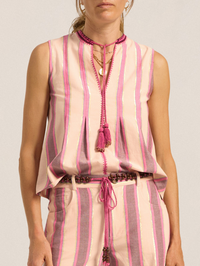 Tzimi Top in Pink Mykonos Stripe