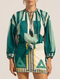 Elder Dress in Green Sarong Voile