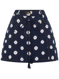 Plato Skirt in Ditsy Tie Dye Denim