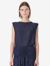 Horphee Textured Sleeveless T-Shirt by IRO-ANCHOR BLUE-AMY Atelier