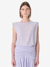 IRO Horphee Textured Sleeveless T-Shirt in Lilas in LILAS – Image 1
