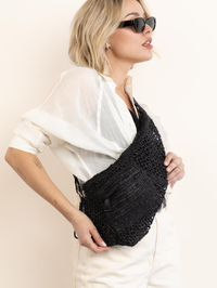 IRO Pocket Rafia Fanny in Black in BLACK – Image 2