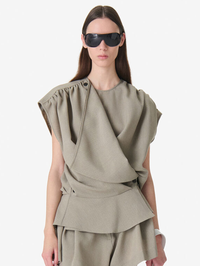 Scilla Structured Draped Top by IRO-OLIVE GREEN-AMY Atelier