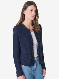 Shavani Textured Tweed Jacket in Navy by IRO - View 4