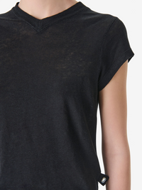 Sybel Linen V-Neck Tee in Black by IRO - View 3