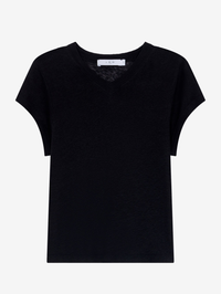 Sybel Linen V-Neck Tee in Black by IRO - View 5