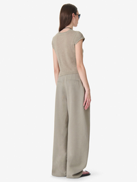 Sybel Linen V-Neck Tee in Olive Green by IRO - View 2