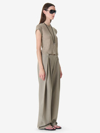 Sybel Linen V-Neck Tee in Olive Green by IRO - View 4