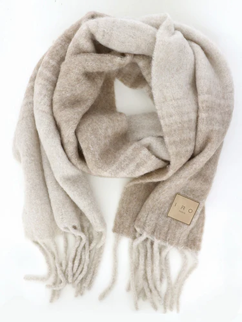 Beba Fringed Scarf in Mixed Beige