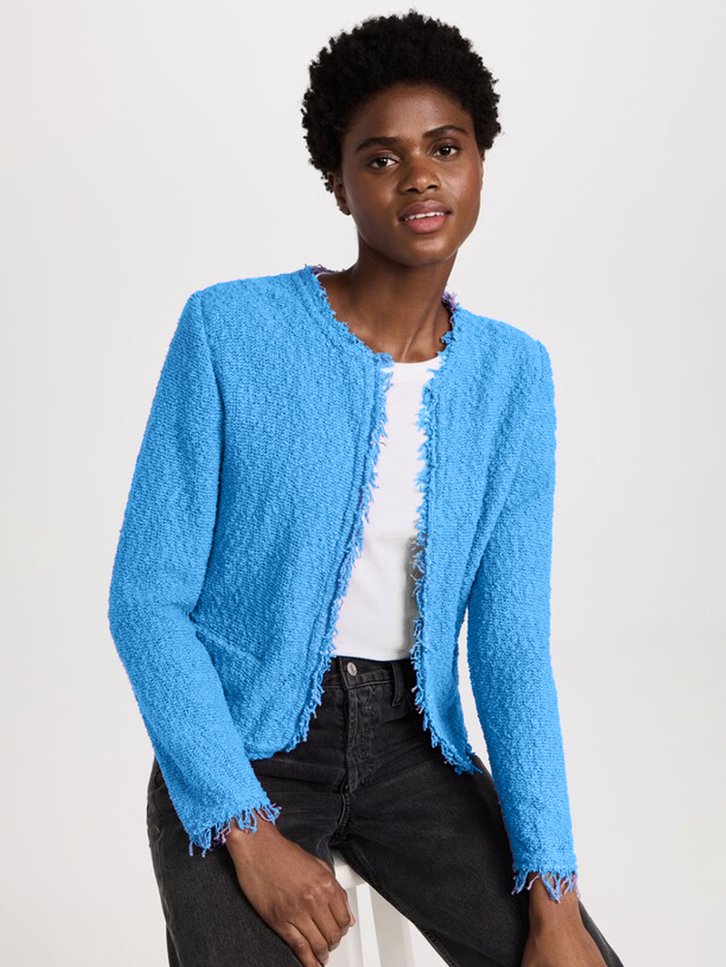 Shavani Boucle Jacket in Acid Blue