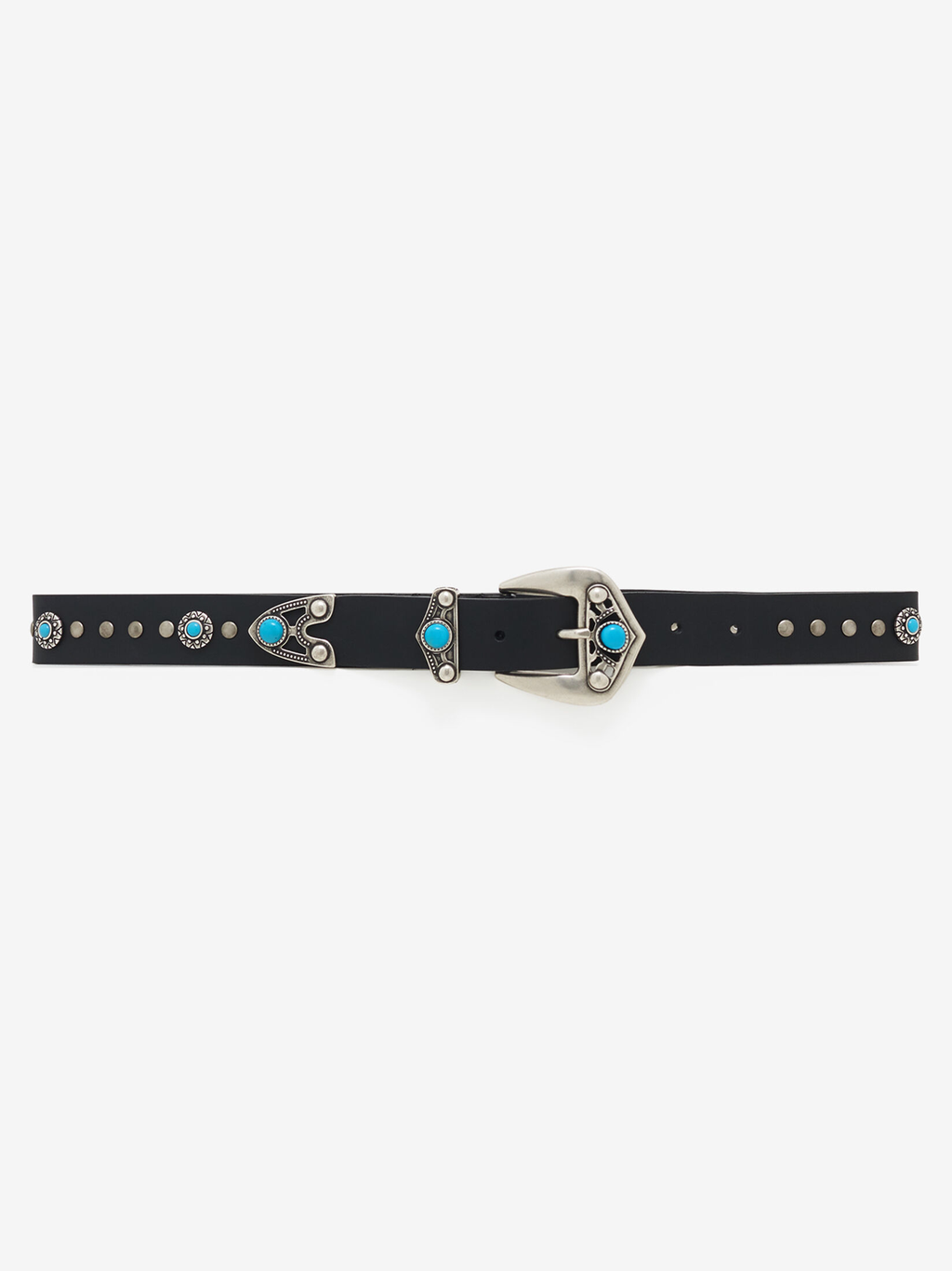 Polly Studded Leather Belt in Black