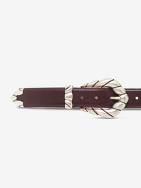 Embella Leather Belt in Burgundy