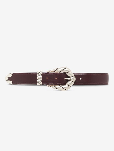 Embella Leather Belt in Burgundy