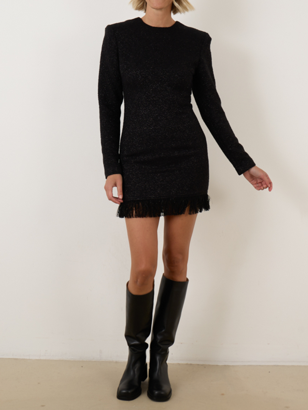 Thina Tweed Fringe Dress