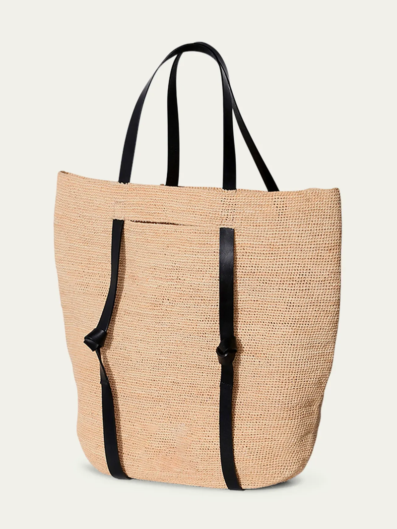 Tanner Raffia Hat Tote Bag in Natural