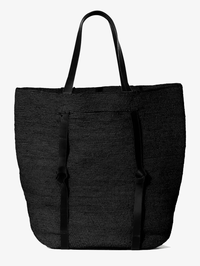 Tanner Raffia Hat Tote Bag in Black by JANESSA LEONE-Black-AMY Atelier