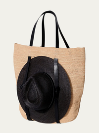 Tanner Raffia Hat Tote Bag in Natural by JANESSA LEONE-NATURAL-AMY Atelier