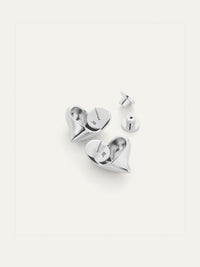 JENNY BIRD Art Heart Symmetrical Button Earrings in High Polish Silver in High Polish Silver – Image 3