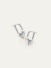 JENNY BIRD Heart Huggies In High Polish Silver - 1