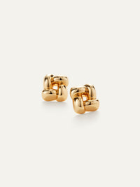 Medium Woven Square Earrings in High Polish Gold by JENNY BIRD-High Polish Gold-AMY Atelier