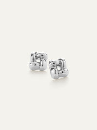 Medium Woven Square Earrings in High Polish Silver by JENNY BIRD-High Polish Silver-AMY Atelier