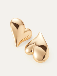Mega Art Heart Button Earrings in High Polish Gold by JENNY BIRD-HIGH POLISH GOLD-AMY Atelier