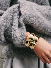 Mega Woven Square Bangle in High Polish Gold by JENNY BIRD - View 4