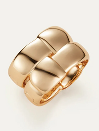 Overhead view of the Mega Woven Square Bangle in high polish gold by Jenny Bird