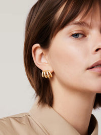 Monroe Earrings in High Polish Gold by JENNY BIRD - View 2