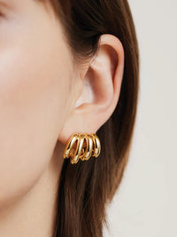 Monroe Earrings in High Polish Gold by JENNY BIRD - View 4
