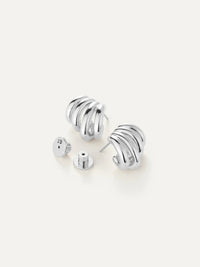 Monroe Earrings in High Polish Silver by JENNY BIRD - View 3
