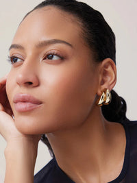 Orla Earrings in High Polish Gold by JENNY BIRD - View 2