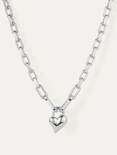 Padlock Heart Silver Pendant Necklace