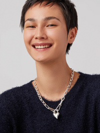 Padlock Heart Silver Pendant Necklace by JENNY BIRD - View 2