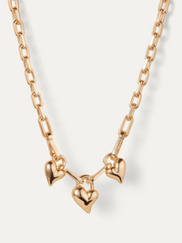 Padlock Triple Heart Pendant Necklace by JENNY BIRD-HIGH POLISH GOLD-AMY Atelier