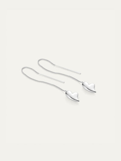 Puffy Heart Threaders in High Polish Silver