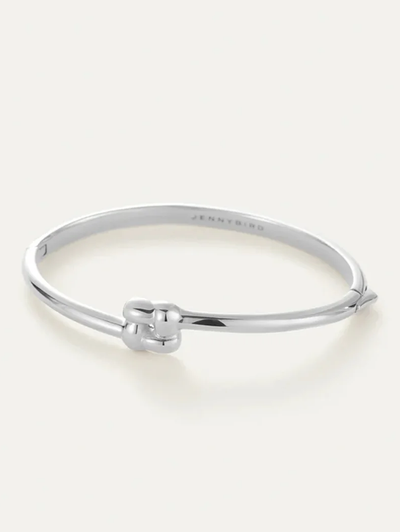 Slim Woven Square Bangle in Platinum