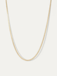 Front view of the Jenny Bird Zeina Chain in gold, a flat herringbone snake chain necklace.