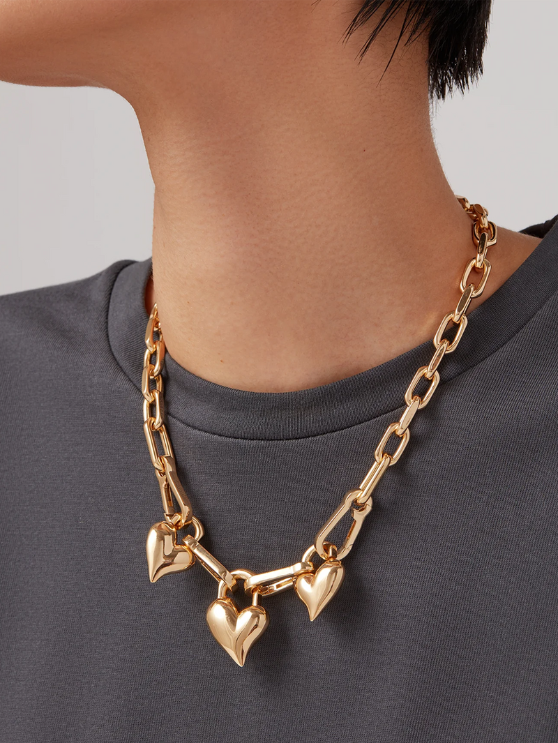 Padlock Triple Heart Pendant Necklace