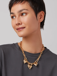 Padlock Triple Heart Pendant Necklace